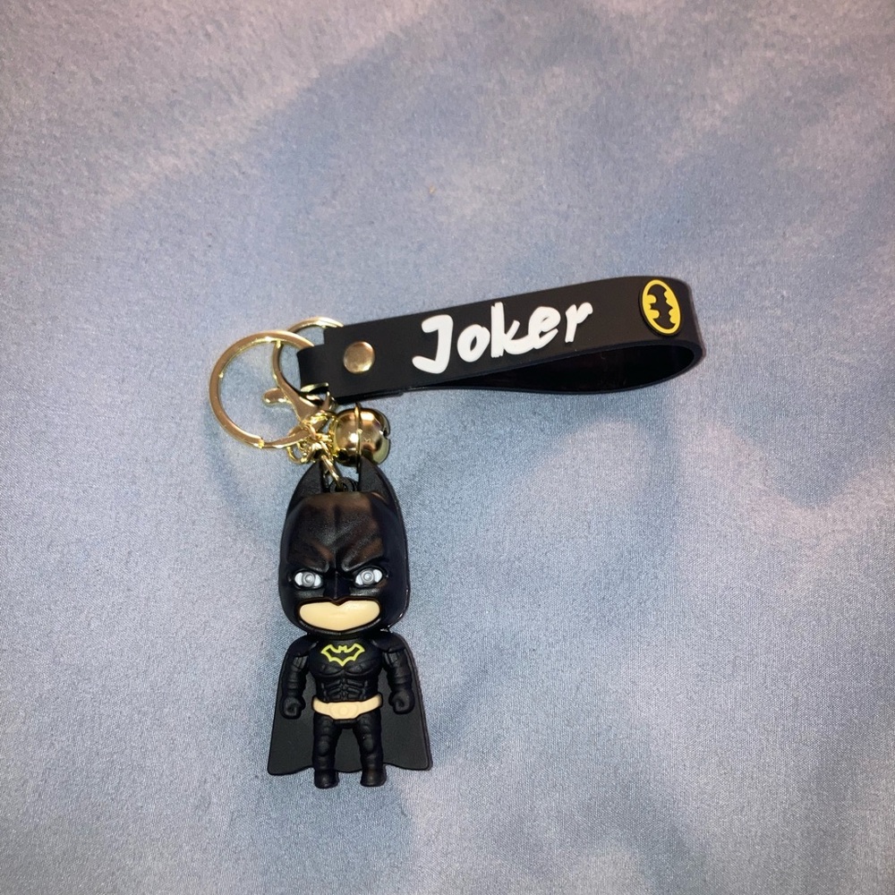 Black Batman Keychain/Bag Charm with Joker Strap - Picture 1 of 3